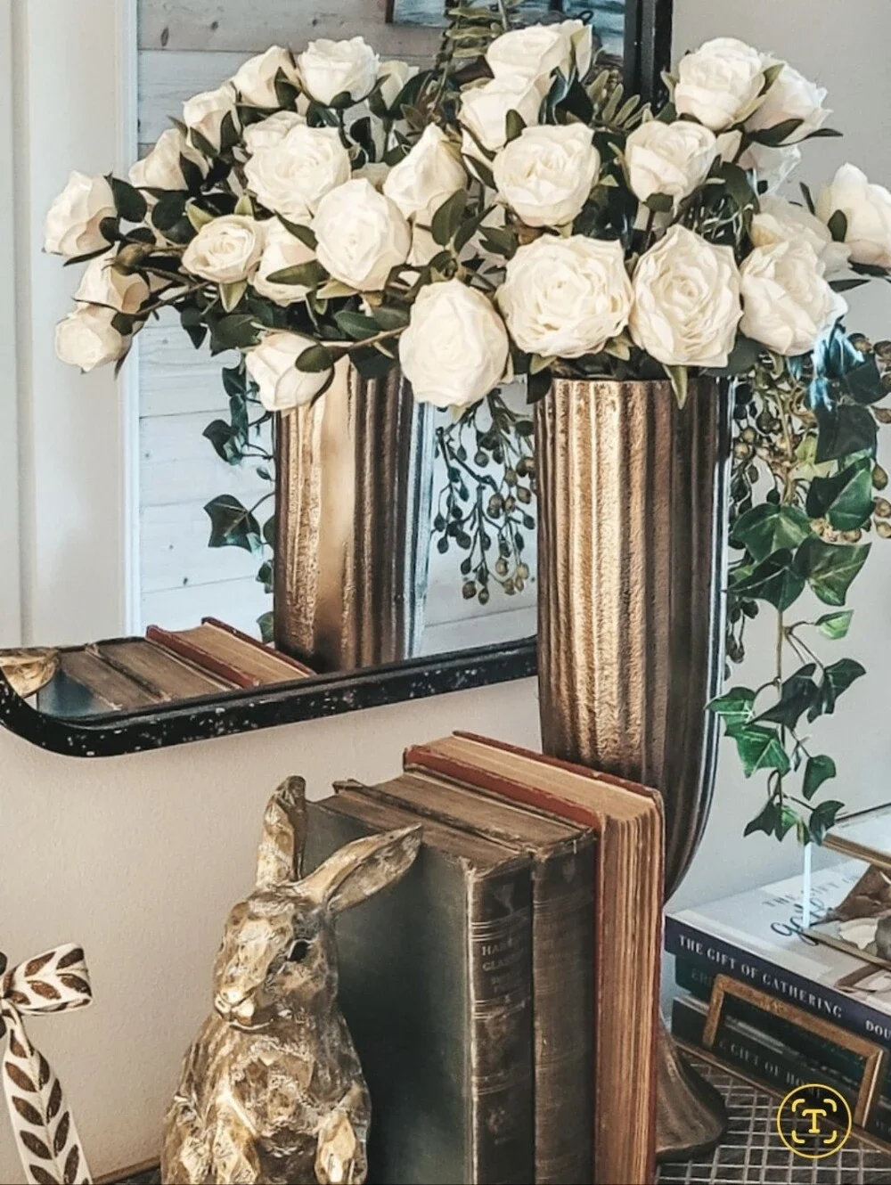 Ubique Tall Gold Metal Decorative Fluted Vase